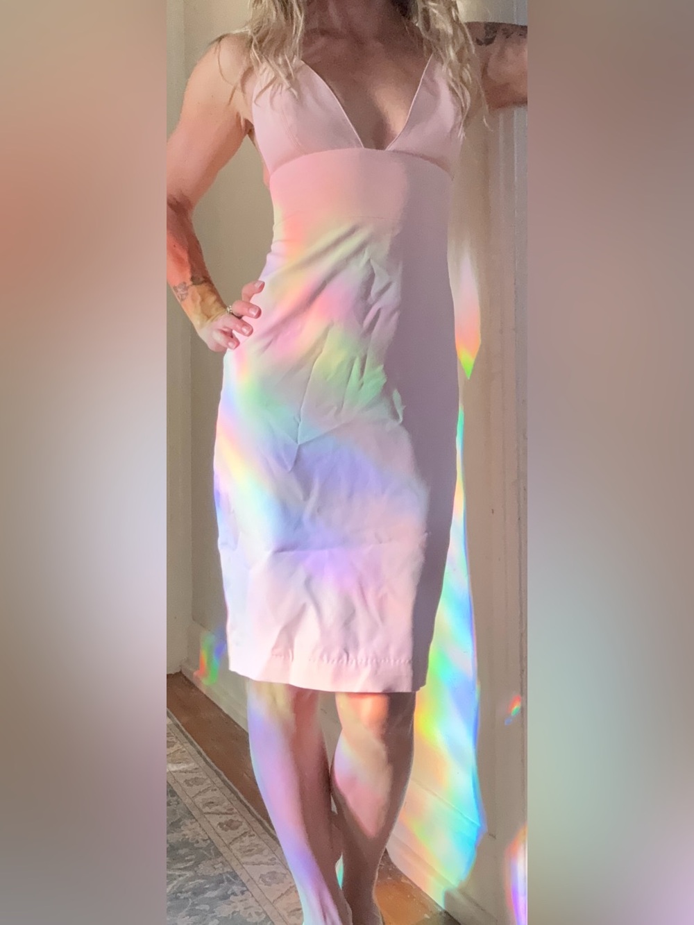 House of CB Pastel Pink Midi Sheath Dress